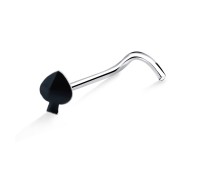 Black Spade Silver Curved Nose Stud NSKB-355CL